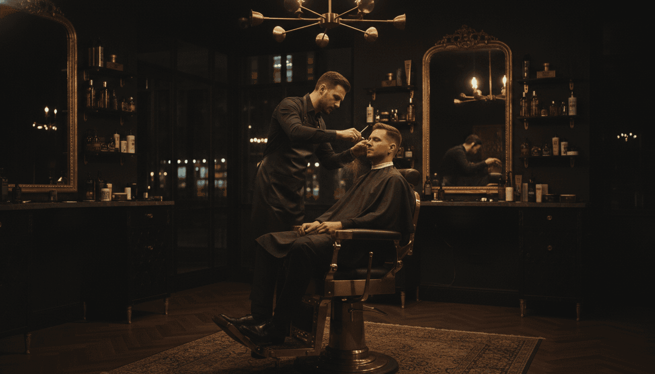 Barbier schneidet einem Kunden im Blade und Fade Barbershop die Haare